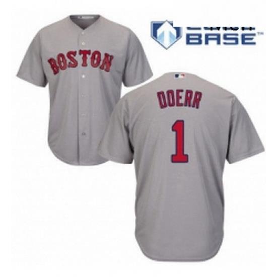 Mens Majestic Boston Red Sox 1 Bobby Doerr Replica Grey Road Cool Base MLB Jersey