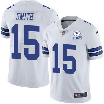 Nike Cowboys 15 Devin Smith White Men Stitched With Established In 1960 Patch NFL Vapor Untouchable Limited Jersey