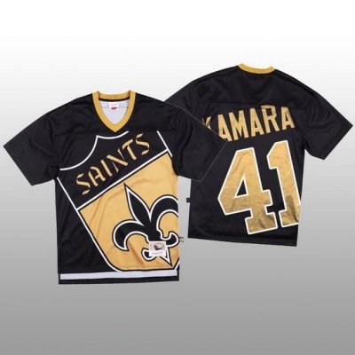 NFL New Orleans Saints 41 Alvin Kamara Black Men Mitchell  26 Nell Big Face Fashion Limited NFL Jersey