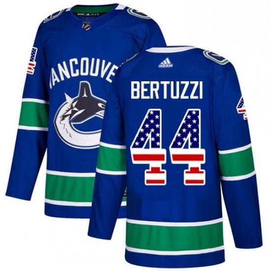 Mens Adidas Vancouver Canucks 44 Todd Bertuzzi Authentic Blue USA Flag Fashion NHL Jersey