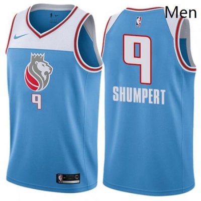 Mens Nike Sacramento Kings 9 Iman Shumpert Authentic Blue NBA Jersey City Edition