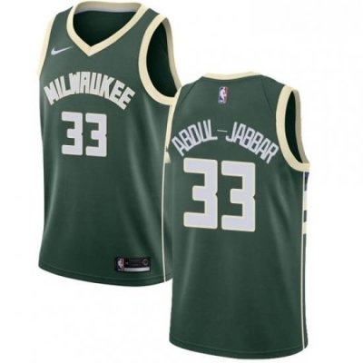 Mens Nike Milwaukee Bucks 33 Kareem Abdul Jabbar Swingman Green Road NBA Jersey Icon Edition