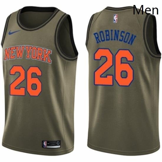 Mens Nike New York Knicks 26 Mitchell Robinson Swingman Green Salute to Service NBA Jersey