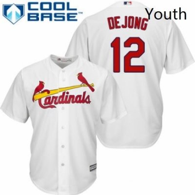 Youth Majestic St Louis Cardinals 12 Paul DeJong Replica White Home Cool Base MLB Jersey