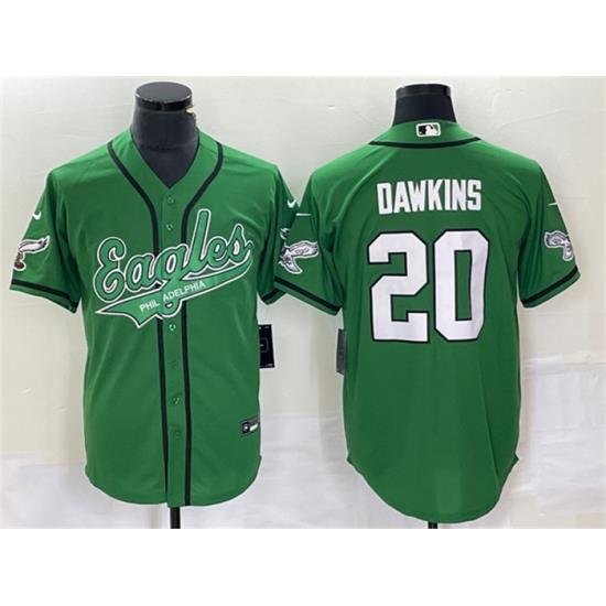 Men Philadelphia Eagles 20 Brian Dawkins Green Cool Base Stitched Baseball Jersey