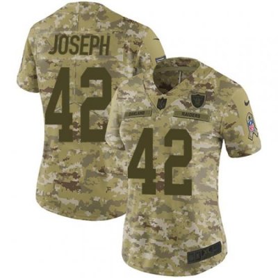 Nike Raiders #42 Karl Joseph Camo Women Stitched NFL Limited 2018 Salute to Service Jersey