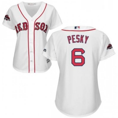 Womens Majestic Boston Red Sox 6 Johnny Pesky Authentic White Home 2018 World Series Champions MLB Jersey