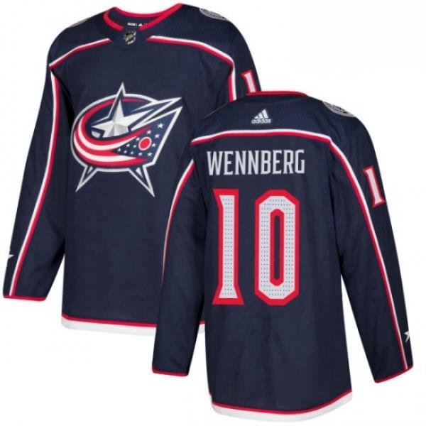 Mens Adidas Columbus Blue Jackets 10 Alexander Wennberg Authentic Navy Blue Home NHL Jersey