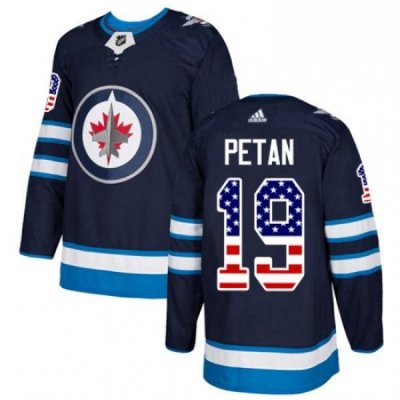 Youth Adidas Winnipeg Jets 19 Nic Petan Authentic Navy Blue USA Flag Fashion NHL Jersey