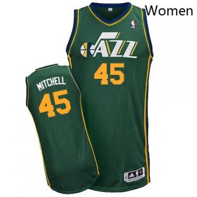 Womens Adidas Utah Jazz 45 Donovan Mitchell Authentic Green Alternate NBA Jersey