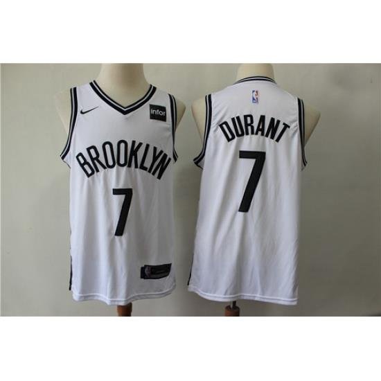 Nets 7 Kevin Durant White Nike Swingman Jersey