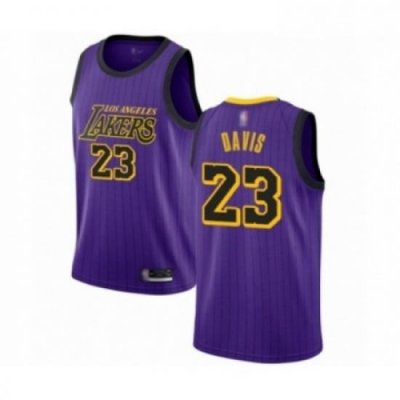 Mens Los Angeles Lakers 23 Anthony Davis Authentic Purple Basketball Jersey City Edition