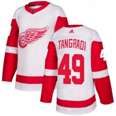 Womens Adidas Detroit Red Wings 49 Eric Tangradi Authentic White Away NHL Jersey