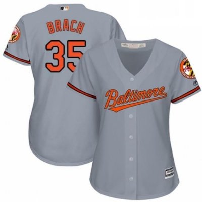 Womens Majestic Baltimore Orioles 35 Brad Brach Authentic Grey Road Cool Base MLB Jersey