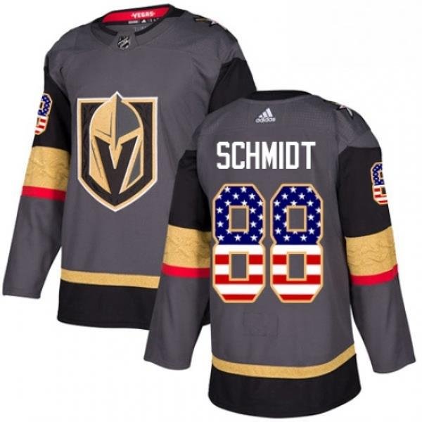 Youth Adidas Vegas Golden Knights 88 Nate Schmidt Authentic Gray USA Flag Fashion NHL Jersey