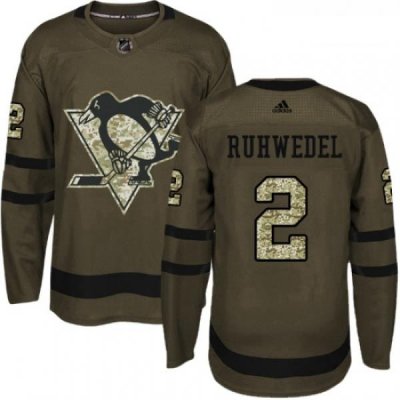 Youth Adidas Pittsburgh Penguins 2 Chad Ruhwedel Authentic Green Salute to Service NHL Jersey