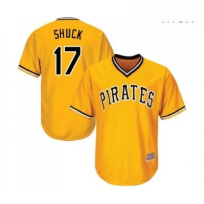 Mens Pittsburgh Pirates 17 JB Shuck Replica Gold Alternate Cool Base Baseball Jersey