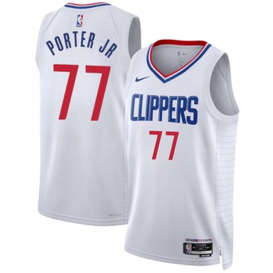 Men Los Angeles Clippers 77 Kevin Porter Jr White Association Edition Stitched Jersey