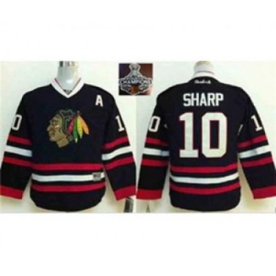 youth nhl jerseys chicago blackhawks #10 sharp black[2015 Stanley cup champions][patch A]