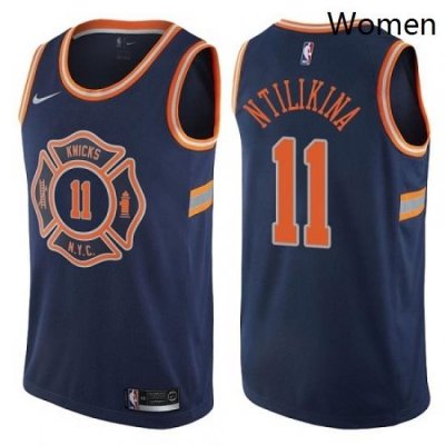 Womens Nike New York Knicks 11 Frank Ntilikina Swingman Navy Blue NBA Jersey City Edition