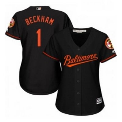 Womens Majestic Baltimore Orioles 1 Tim Beckham Replica Black Alternate Cool Base MLB Jersey