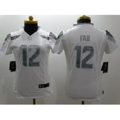 Women Nike Seattle SeahaWks #12 Fan Platinum White Jerseys