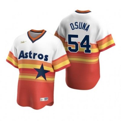 Mens Nike Houston Astros 54 Roberto Osuna White Orange CooperstoWn Collection Home Stitched Baseball Jersey