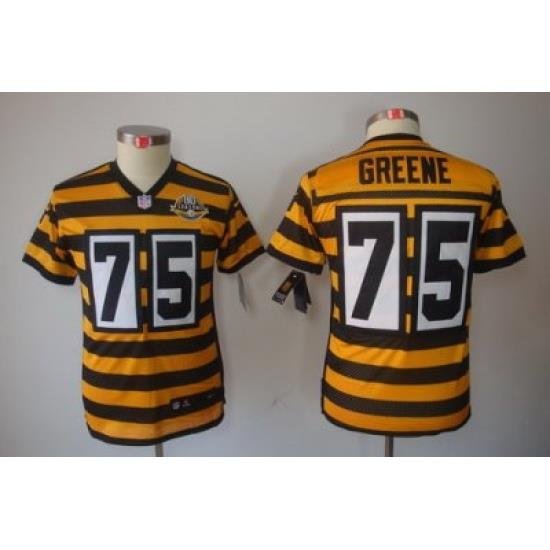 Youth Nike Pittsburgh Steelers 75# Joe Greene YelloW-Black 80th Patch Limited Jerseys