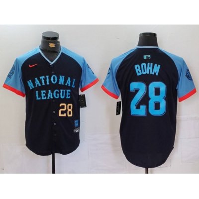 Men National League 28 Alec Bohm Navy 2024 All Star Limited Stitched Baseball Jersey 6