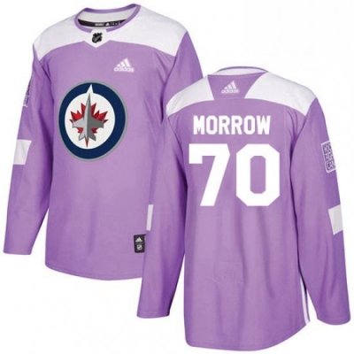 Mens Adidas Winnipeg Jets 70 Joe Morrow Authentic Purple Fights Cancer Practice NHL Jersey