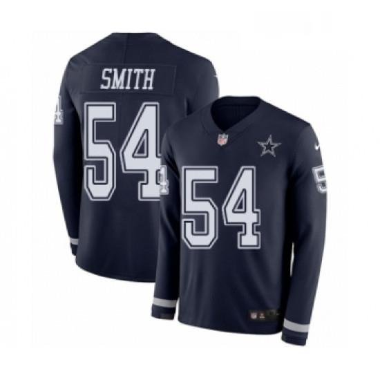 Mens Nike Dallas Cowboys 54 Jaylon Smith Limited Navy Blue Therma Long Sleeve NFL Jersey