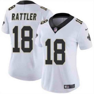 Women New Orleans Saints 18 Spencer Rattler White Vapor Stitched Game Jersey