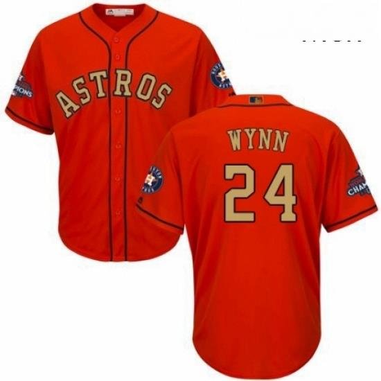 Mens Majestic Houston Astros 24 Jimmy Wynn Replica Orange Alternate 2018 Gold Program Cool Base MLB Jersey