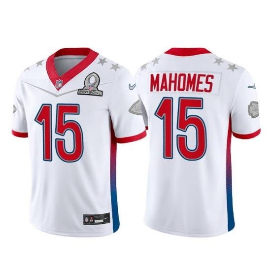 Men 2022 NFL Pro Bowl Kansas City Chiefs 15 Patrick Mahomes AFC White Jersey