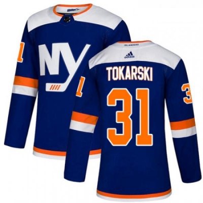 Youth Adidas New York Islanders 31 Dustin Tokarski Premier Blue Alternate NHL Jersey