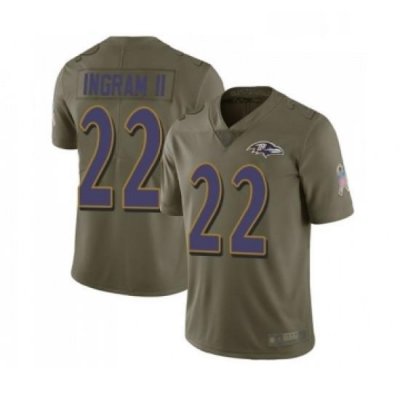 Mens Baltimore Ravens 22 Mark Ingram II Limited Olive 2017 Salute to Service Football Jersey