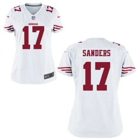 Women 49ers 17 Emmanuel Sanders White Game Stitched NFL Jersey