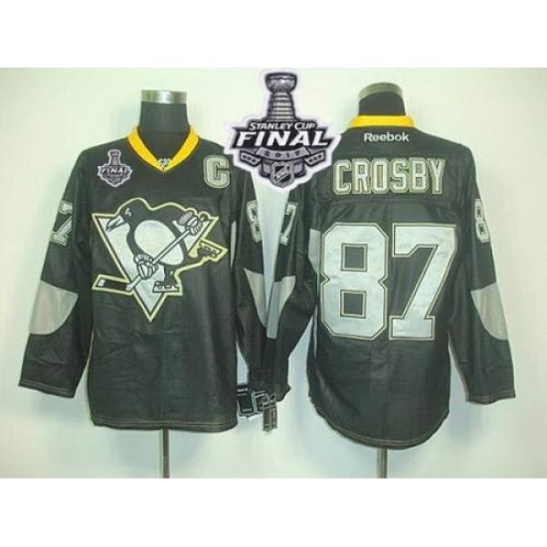 Penguins #87 Sidney Crosby Black Ice 2017 Stanley Cup Final Patch Stitched NHL Jersey