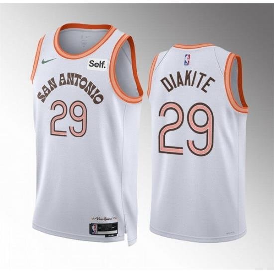 Men San Antonio Spurs 29 Mamadi Diakite White 2023 24 City EditionStitched Basketball Jersey