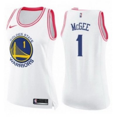 Womens Nike Golden State Warriors 1 JaVale McGee Swingman WhitePink Fashion NBA Jersey