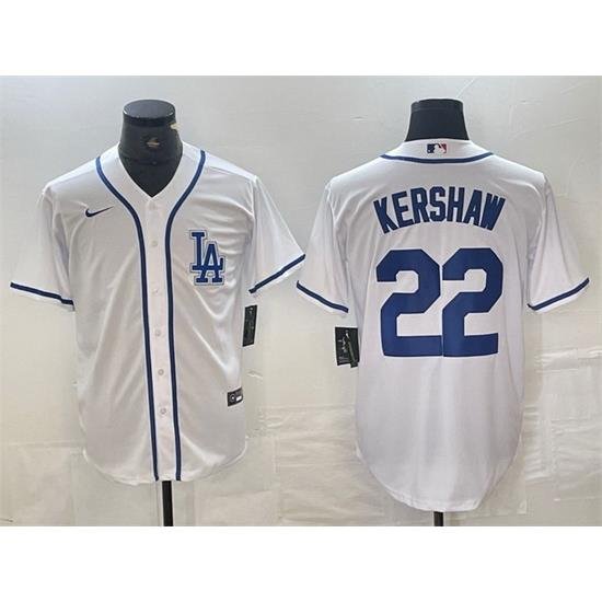 Men Los Angeles Dodgers 22 Clayton KershaW White Cool Base Stitched Baseball Jersey