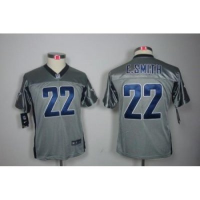 Youth Nike Dallas Cowboys 22# E.SMITH Grey Color[Youth Shadow Elite Jerseys]