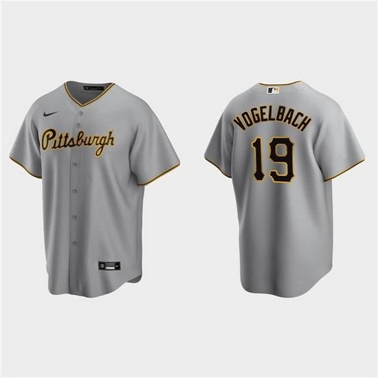 Men Pittsburgh Pirates 19 Daniel Vogelbach Grey Cool Base Stitched Jerse