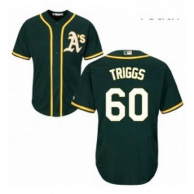 Youth Majestic Oakland Athletics 60 Andrew Triggs Authentic Green Alternate 1 Cool Base MLB Jersey