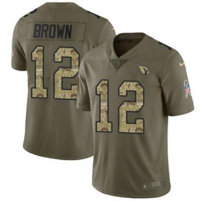 Youth Nike Cardinals #12 John Brown Olive Camo Stitched NFL Limited 2017 Salute to Service Jersey