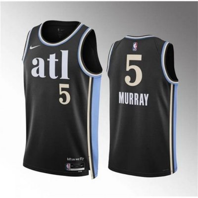 Men Atlanta Hawks 5 Dejounte Murray 2023 24 Black City Edition Stitched Basketball Jersey