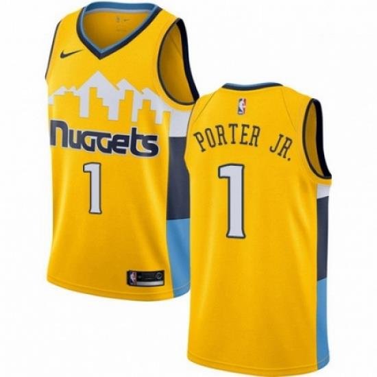 Mens Nike Denver Nuggets 1 Michael Porter Jr Yellow NBA Swingman Statement Edition Jersey