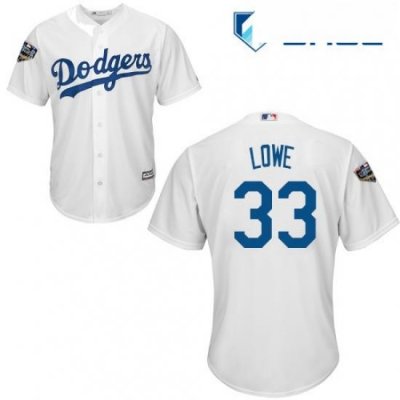 Youth Majestic Los Angeles Dodgers 33 Mark Lowe Authentic White Home Cool Base 2018 World Series MLB Jersey