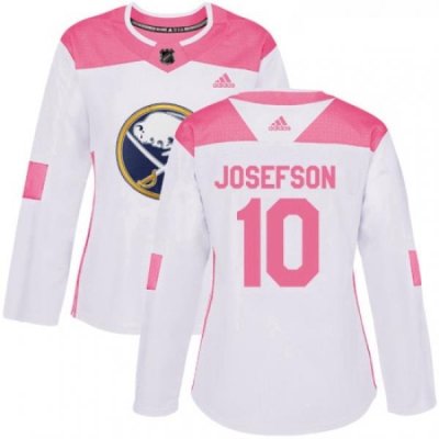 Womens Adidas Buffalo Sabres 10 Jacob Josefson Authentic WhitePink Fashion NHL Jersey