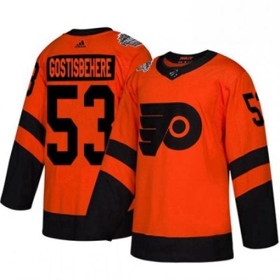 Youth Adidas Philadelphia Flyers 53 Shayne Gostisbehere Orange Authentic 2019 Stadium Series Stitched NHL Jersey